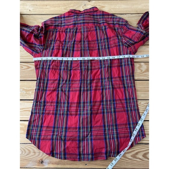NWT Old Navy Every Day Plaid Button Up Shirt Size Medium Women’s Red Long Sleeve - Picture 7 of 8